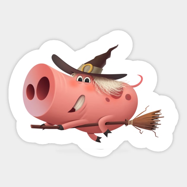 Pig witch Sticker by Baydaku